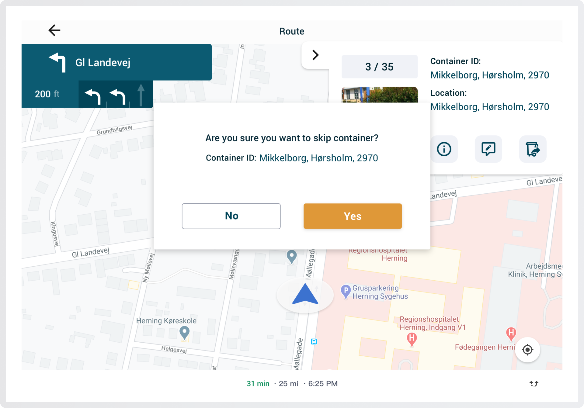 Customize the route with WasteHero Navigation System